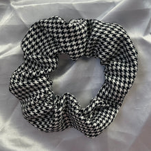 Load image into Gallery viewer, Black and White Houndstooth Scrunchie