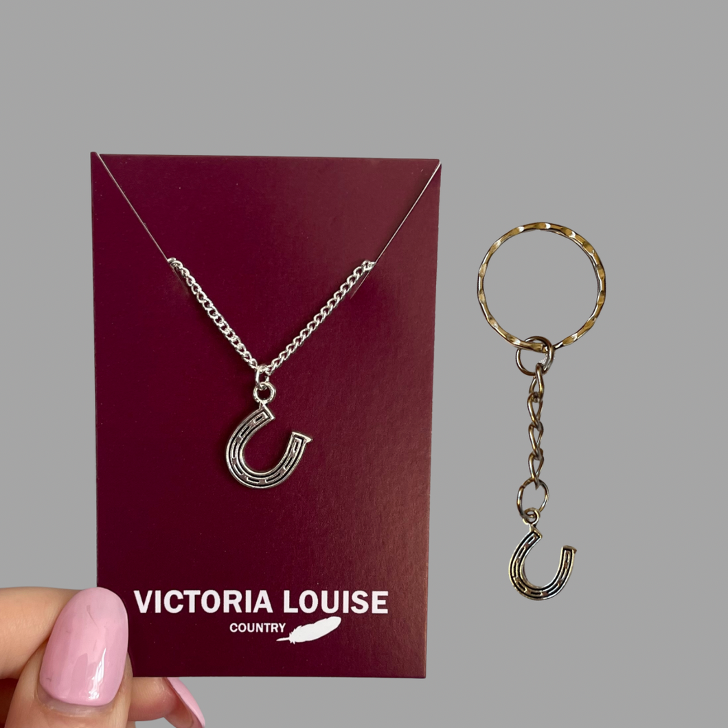 Horse Shoe Necklace and Keyring Set