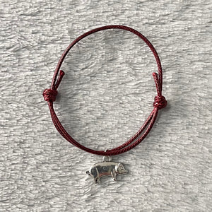 Burgundy Pig Charm Bracelet