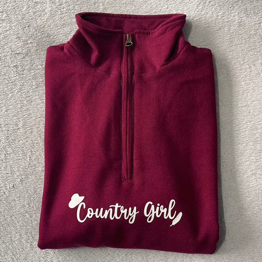 Burgundy Country Girl Quarter Zip Sweatshirt