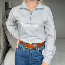 Load image into Gallery viewer, Grey Country Girl Quarter Zip Sweatshirt