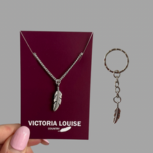 Load image into Gallery viewer, Feather Necklace and Keyring Set