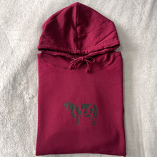 Load image into Gallery viewer, Burgundy Cow Hoodie