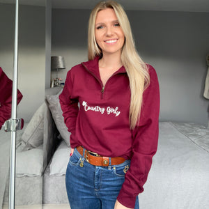 Burgundy Country Girl Quarter Zip Sweatshirt